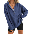 🎁Women’s Oversized V-Neck Hoodie – Relaxed Button Pullover with Side Slits 10