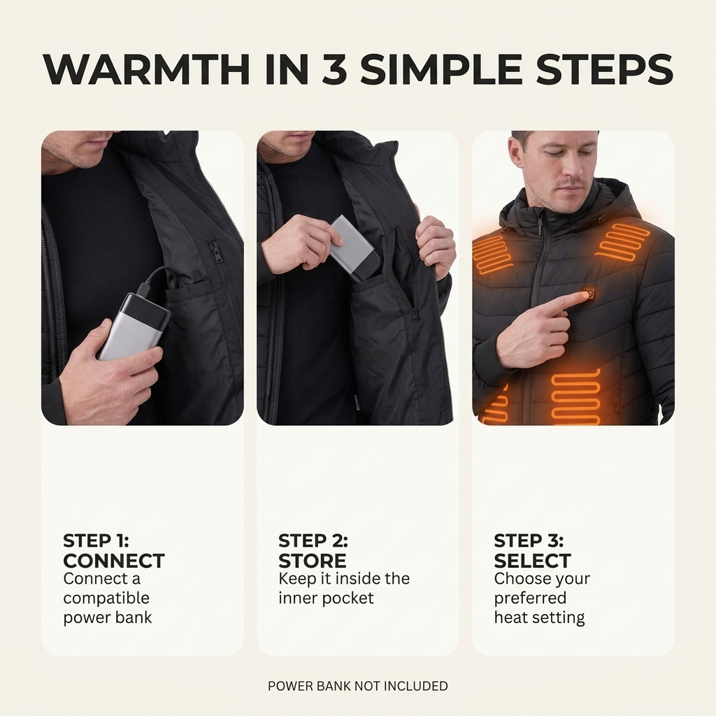 Verwarmde jas – negen warmtezones, waterdicht en winddicht VestraGear