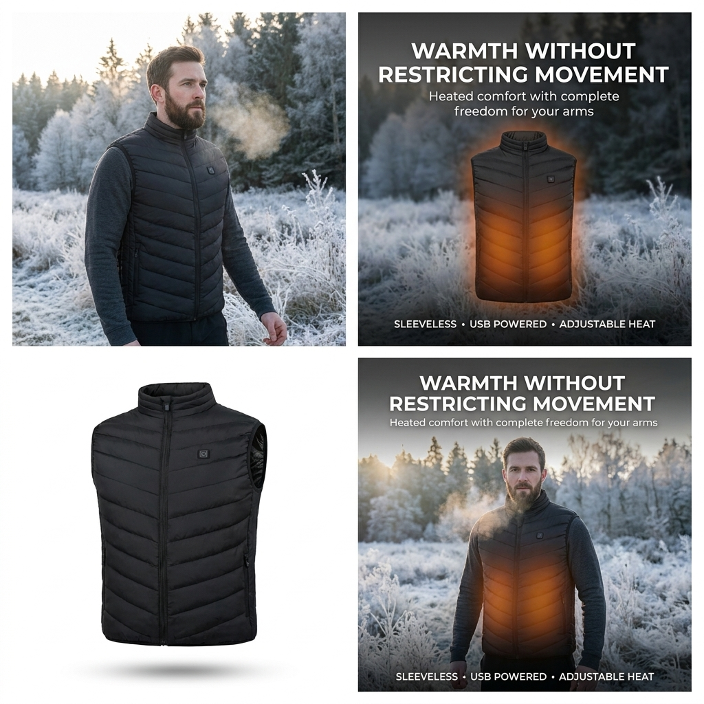 Verwarmd bodywarmer vest – instelbare zones en vrije armen VestraGear